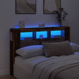 Berkfield Home LED Headboard Old Wood 160x18.5x103.5 cm Engineered Wood in Brown - thumbnail 2