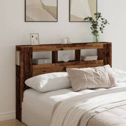 Berkfield Home LED Headboard Old Wood 160x18.5x103.5 cm Engineered Wood in Brown - thumbnail 4