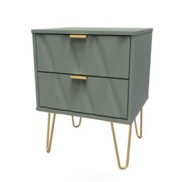 Ready Assembled 2 U Dallas 2 Drawer Bedside Cabinet (Ready Assembled) in Pale Green - Size: Small - thumbnail 4
