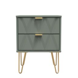 Ready Assembled 2 U Dallas 2 Drawer Bedside Cabinet (Ready Assembled) in Pale Green - Size: Small - thumbnail 2