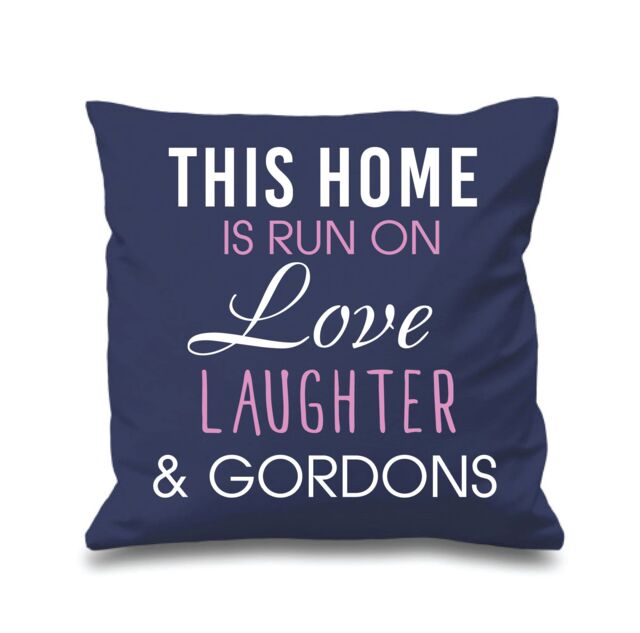 "60 SECOND MAKEOVER Navy Cushion Cover This Home Is Run By Love Laughter & Gordons 16"" x 16"" Mum Friend Gift Decorative Cushion Home"