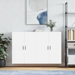 Berkfield Home Wall Mounted Cabinets 2 pcs White 69.5x34x90 cm - thumbnail 1