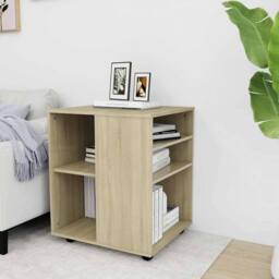 Berkfield Home Rolling Cabinet Sonoma Oak 60x53x72 cm Engineered Wood in Light Tan - Size: 60 x 53 x 72 cm - thumbnail 2