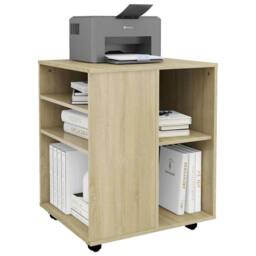 Berkfield Home Rolling Cabinet Sonoma Oak 60x53x72 cm Engineered Wood in Light Tan - Size: 60 x 53 x 72 cm - thumbnail 7