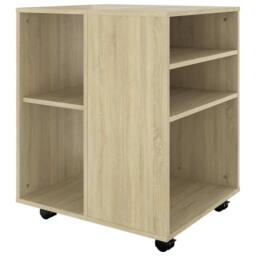 Berkfield Home Rolling Cabinet Sonoma Oak 60x53x72 cm Engineered Wood in Light Tan - Size: 60 x 53 x 72 cm - thumbnail 5