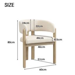 Matteo Boucle Upholstered Solid Wood Dining Chairs - Natural Finish - thumbnail 5