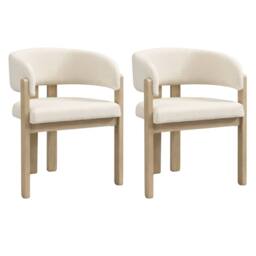 Matteo Boucle Upholstered Solid Wood Dining Chairs - Natural Finish - thumbnail 8