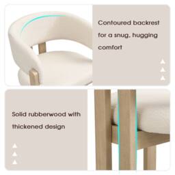 Matteo Boucle Upholstered Solid Wood Dining Chairs - Natural Finish - thumbnail 7
