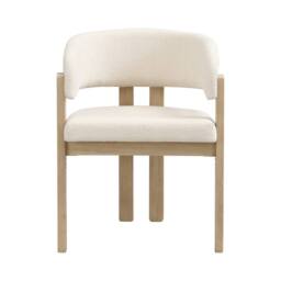 Matteo Boucle Upholstered Solid Wood Dining Chairs - Natural Finish - thumbnail 9