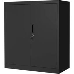 VOGREX Metal Storage Cabinet Locking with 2 Adjustable Shelves in Black - thumbnail 1
