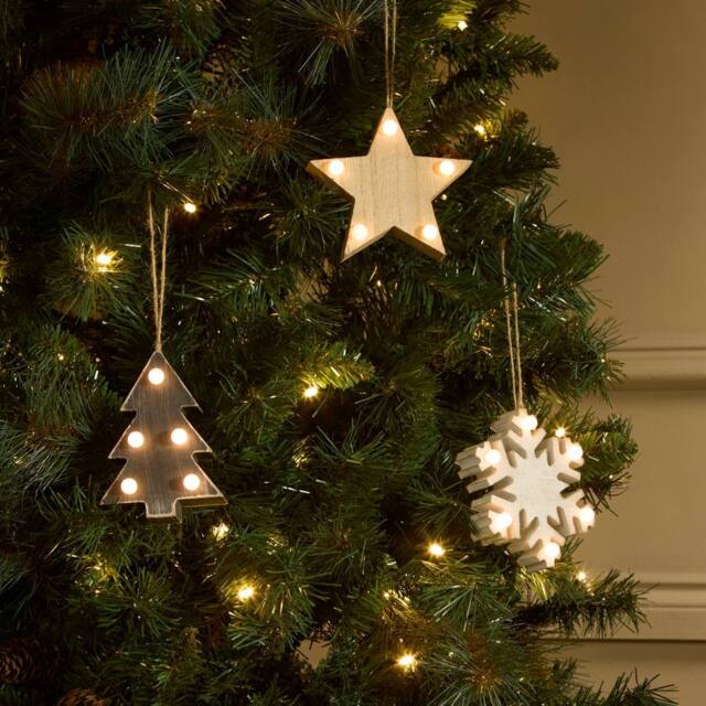 Lighting Collection Christmas Hanging Decoration Lights - 3pc Set in Grey - image 1