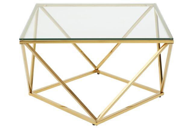 Orsina Geometric Gold Finish Twist End Table, Quirky Twist Design Statement Side Table, Aesthetic Lounge Side Table - image 1