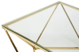 Orsina Geometric Gold Finish Twist End Table, Quirky Twist Design Statement Side Table, Aesthetic Lounge Side Table - thumbnail 3