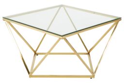 Orsina Geometric Gold Finish Twist End Table, Quirky Twist Design Statement Side Table, Aesthetic Lounge Side Table - thumbnail 2