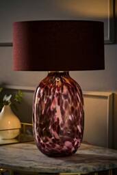 ValueLights Belinda Confetti Glass Table Lamp with Fabric Drum Shade in Burgundy - thumbnail 2