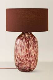 ValueLights Belinda Confetti Glass Table Lamp with Fabric Drum Shade in Burgundy - thumbnail 3