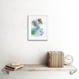 "Artery8 Wall Art Print Japan Koi Fish Pond Art Framed 9x7 inch in White - Size: W7"" x H9""" - thumbnail 2