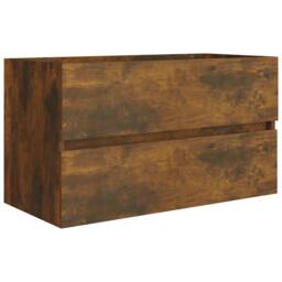 Berkfield Home Practical 2 Piece Bathroom Furniture Set Smoked Oak Engineered Wood in Brown - thumbnail 6