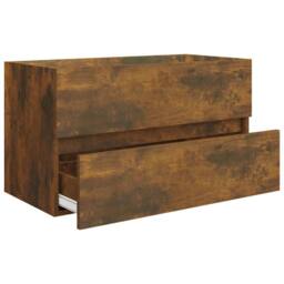 Berkfield Home Practical 2 Piece Bathroom Furniture Set Smoked Oak Engineered Wood in Brown - thumbnail 7
