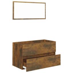 Berkfield Home Practical 2 Piece Bathroom Furniture Set Smoked Oak Engineered Wood in Brown - thumbnail 5