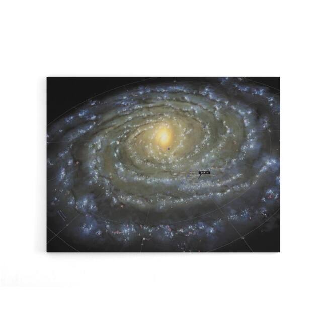 "Artery8 Space Map Milky Way Galaxy Spiral Canvas Wall Art Print in Black - Size: W18"" x H24""" - image 1