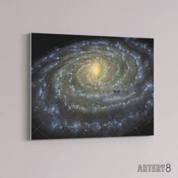 "Artery8 Space Map Milky Way Galaxy Spiral Canvas Wall Art Print in Black - Size: W18"" x H24""" - thumbnail 2