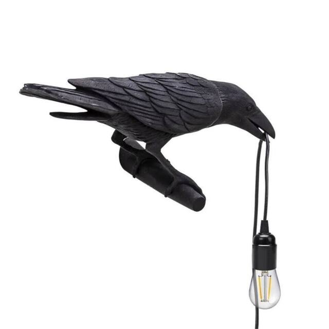 VOGREX 1PC Black Crow Resin LED Lamp E27 Modern Wall Light - image 1