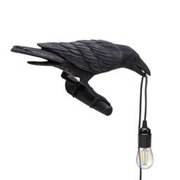 VOGREX 1PC Black Crow Resin LED Lamp E27 Modern Wall Light - thumbnail 1