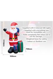 Netagon Inflatable Father Christmas with Presents & LED Lights 150cm Height in Red - thumbnail 2