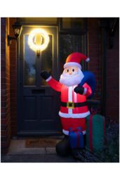 Netagon Inflatable Father Christmas with Presents & LED Lights 150cm Height in Red - thumbnail 3
