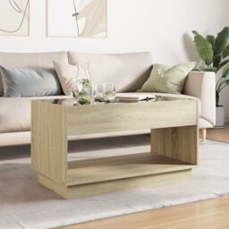 Berkfield Home Coffee Table with Infinity LED Sonoma Oak 90x50x50 cm in Brown - Size: 90 x 50 x 50 cm - thumbnail 3