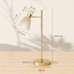 HOMCOM Table Lamp with Adjustable Head, Modern Bedside Lamp, Gold Tone - thumbnail 3
