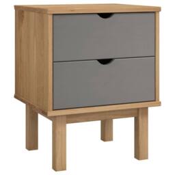 Berkfield Home Bedside Cabinet OTTA Brown&Grey 46x39.5x57 cm Solid Wood Pine in Grey - thumbnail 1