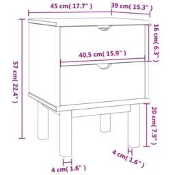 Berkfield Home Bedside Cabinet OTTA Brown&Grey 46x39.5x57 cm Solid Wood Pine in Grey - thumbnail 6