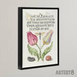 "Artery8 Tulip Ichneumon Wasp & Beans Calligraphy Framed Canvas Wall Art in White - Size: W12"" x H16""" - thumbnail 2