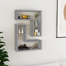 Berkfield Home Wall Shelves 2 pcs Grey Sonoma 50x15x50 cm Engineered Wood - Size: 50 x 15 x 50 cm