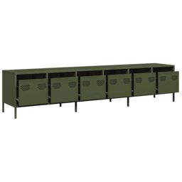 Berkfield Home TV Cabinet Olive Green 202x39x43.5 cm Cold-rolled Steel - thumbnail 4