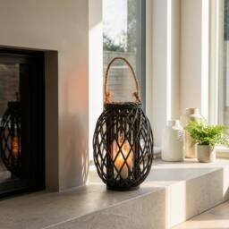Garden Greatness Maison Woven Wicker Lantern in Black - Size: 1 Pack - thumbnail 2