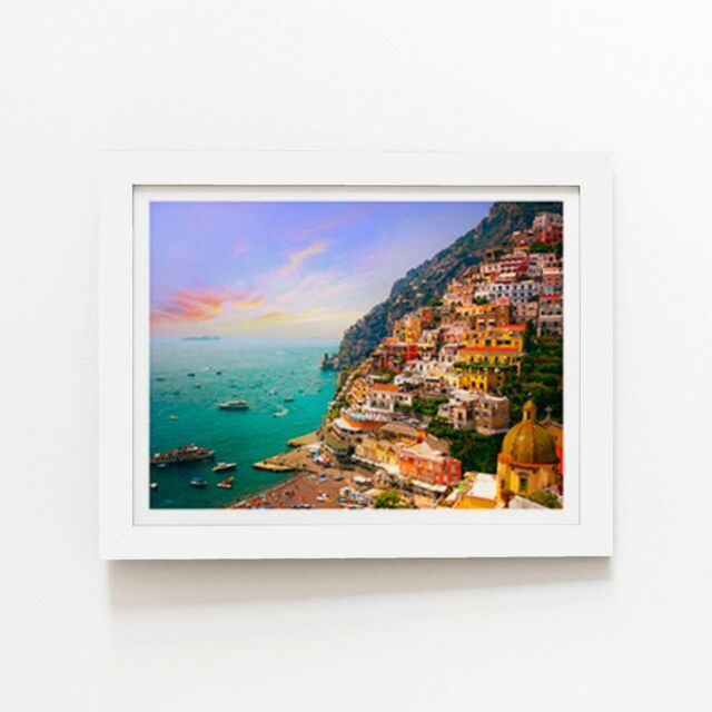 "Warren Reed - Designer Positano, Amalfi Framed Art Print in White - Size: W8"" x H10""" - image 1