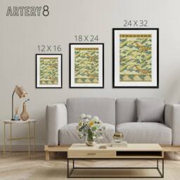 "Artery8 Eagles Doves Seashell Patterns Framed Canvas Wall Art Print Verneuil in Green - Size: W18"" x H24""" - thumbnail 4