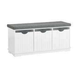 SoBuy Entrance Bench - Removable Cushion & 3 Storage Boxes in White - thumbnail 2