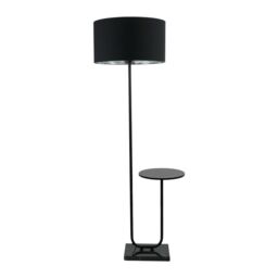 ValueLights Tavel Black Floor Lamp with Table & Black & Chrome Lamp Shade - thumbnail 2