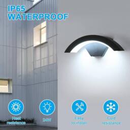 COMELY Outdoor Wall Lights, Black, IP65 Waterproof Wall Lights, Cold White in Black - thumbnail 2