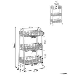 Wyld and Coco Heritage Home Iron 3-Tier Mobile Shelving Unit - Beige - thumbnail 4