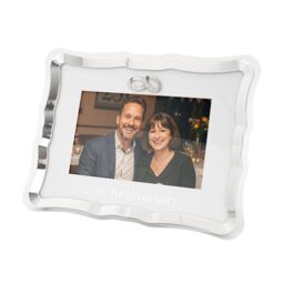 Happy Homewares Modern 25th Anniversary Picture Frame in Silver Plating with Rings - thumbnail 3