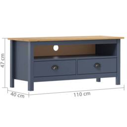 Berkfield Home TV Cabinet Hill Grey 110x40x47 cm Solid Pine Wood - Size: 110 x 40 x 47 cm - thumbnail 4