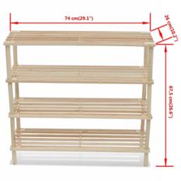 Berkfield Home 4-Tier Shoe Racks 2 pcs Solid Fir Wood in Beige - thumbnail 5