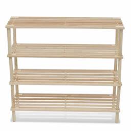 Berkfield Home 4-Tier Shoe Racks 2 pcs Solid Fir Wood in Beige - thumbnail 3