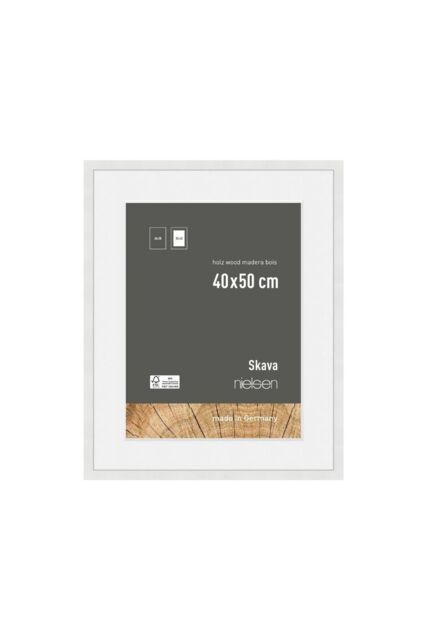 nielsen Skava 40 x 50cm Wooden Picture Frame With 30x40cm Mount & Glass Front in White - Size: 40 x 50 cm - image 1