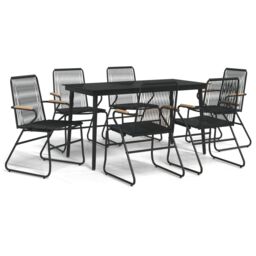Berkfield Home 7 Piece Garden Dining Set Black PVC Rattan - thumbnail 2